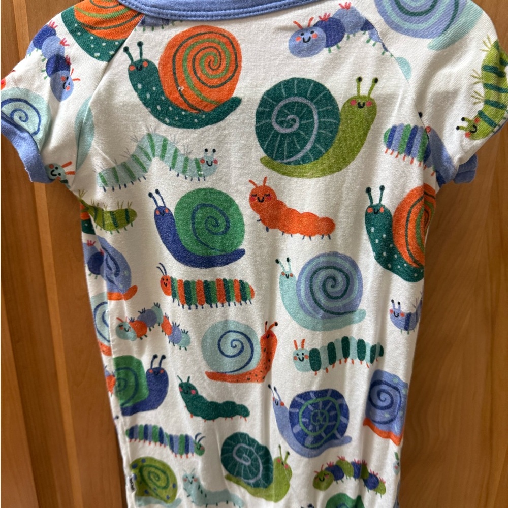 Little Sleepies Blue Trim Snail & Caterpillar Print Pajama Set - Picture 2 of 4